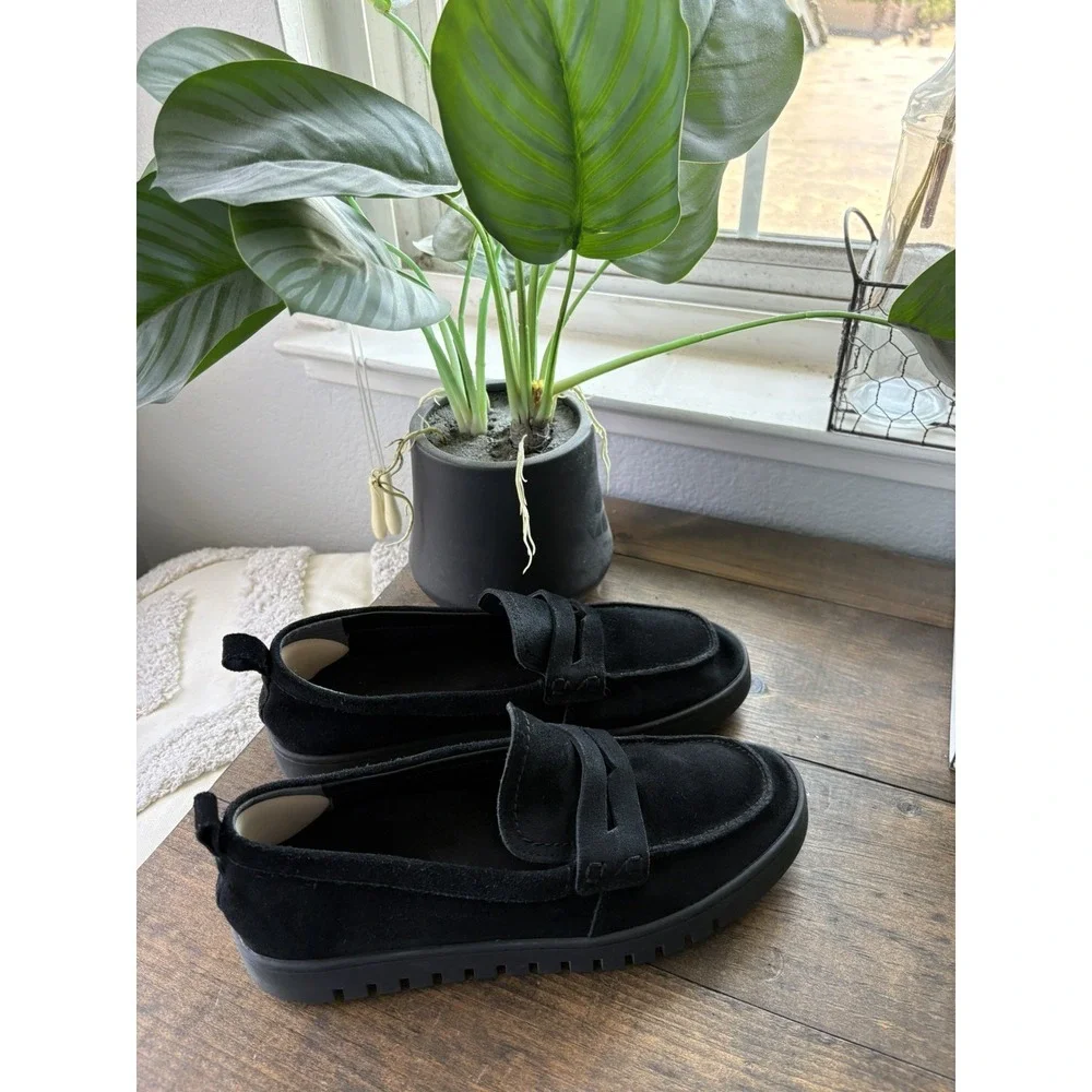 Vionic Women's Uptown Loafer Size 8 Black Suede Casual Orthotic Flats